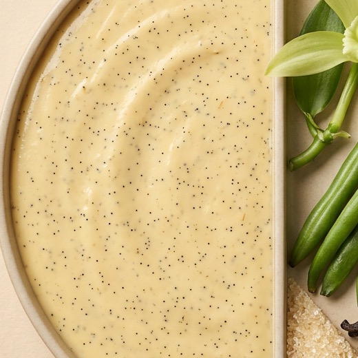 Artisanal Javanese vanilla bean paste speckled with black caviar seeds